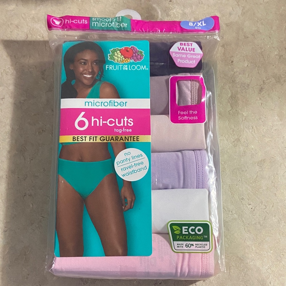 Fruit of the Loom Microfiber Hi-Cuts 6-Pack - Pink, Purple, White